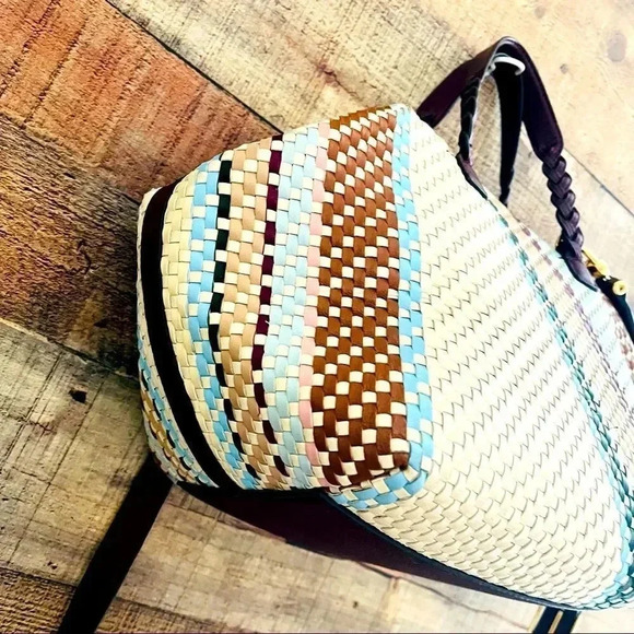 NWOT Tory Burch Half-moon Woven Leather Satchel In New Ivory - Picture 7 of 15